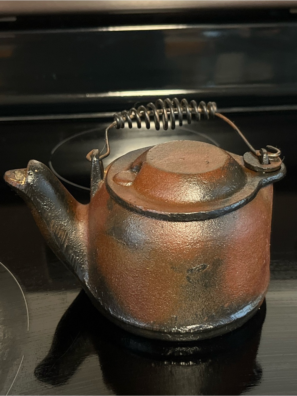 Cast Iron Teakettle Kettle - Brown Rustic Finish